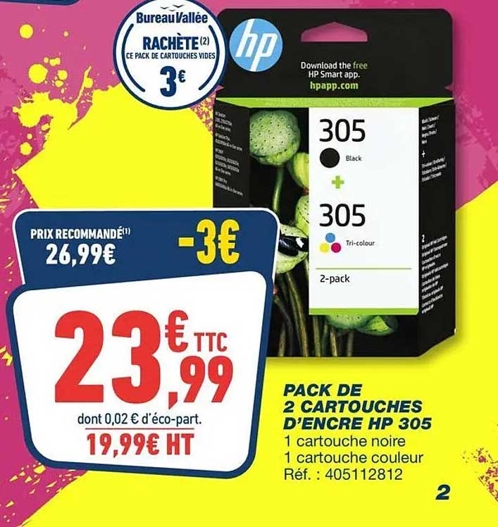 PACK DE 2 CARTOUCHES D’ENCRE HP 305