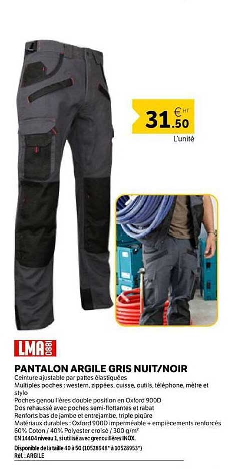 PANTALON ARGILE GRIS NUIT/NOIR