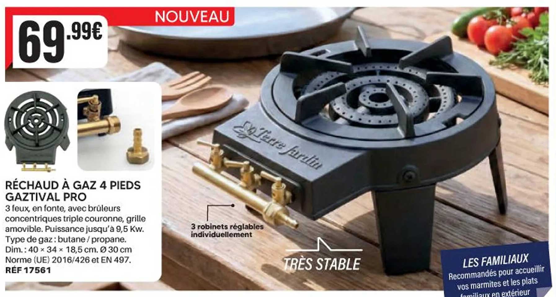 RÉCHAUD À GAZ 4 PIEDS GAZTIVAL PRO