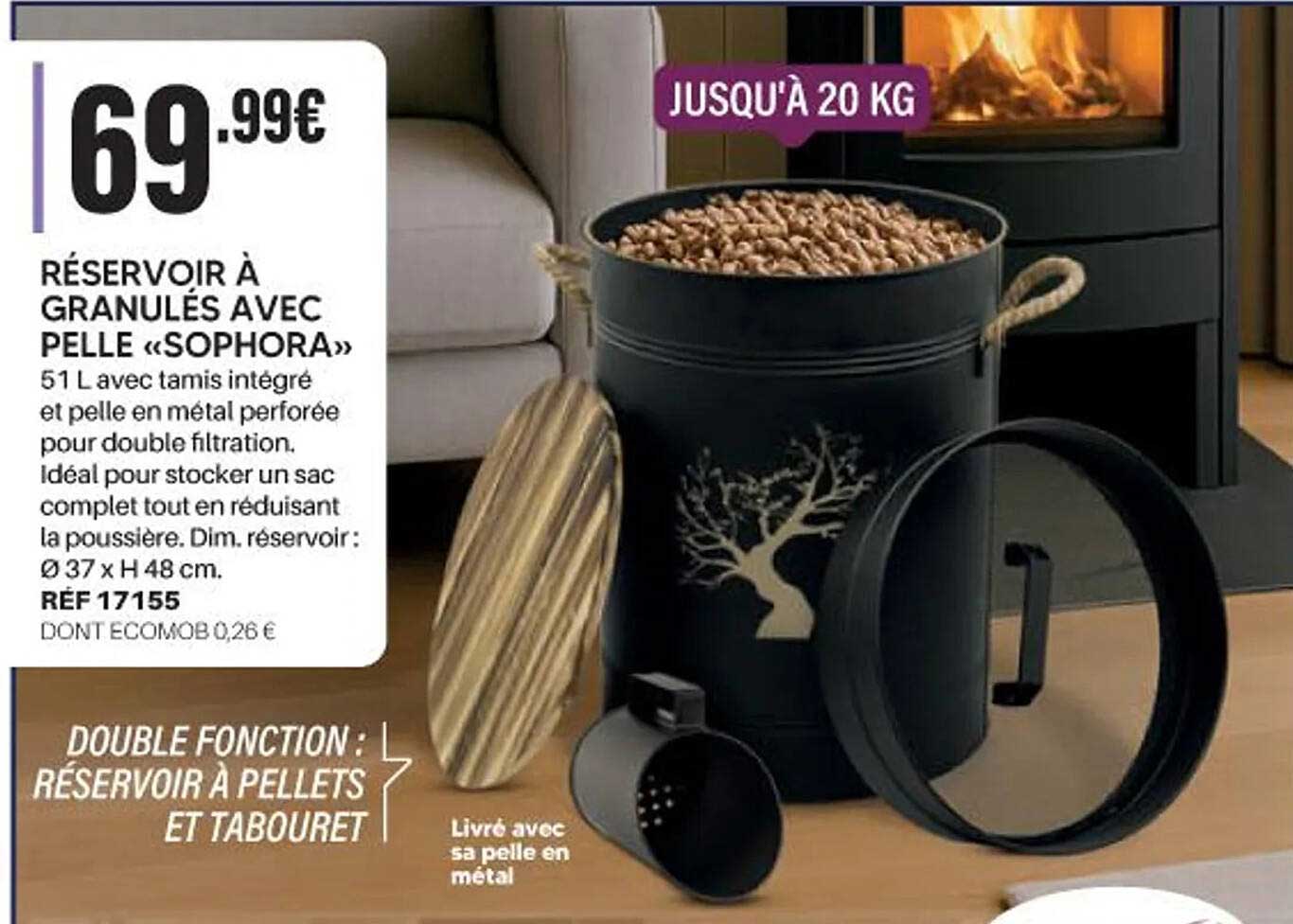 RÉSERVOIR À GRANULÉS AVEC PELLE «SOPHORA»