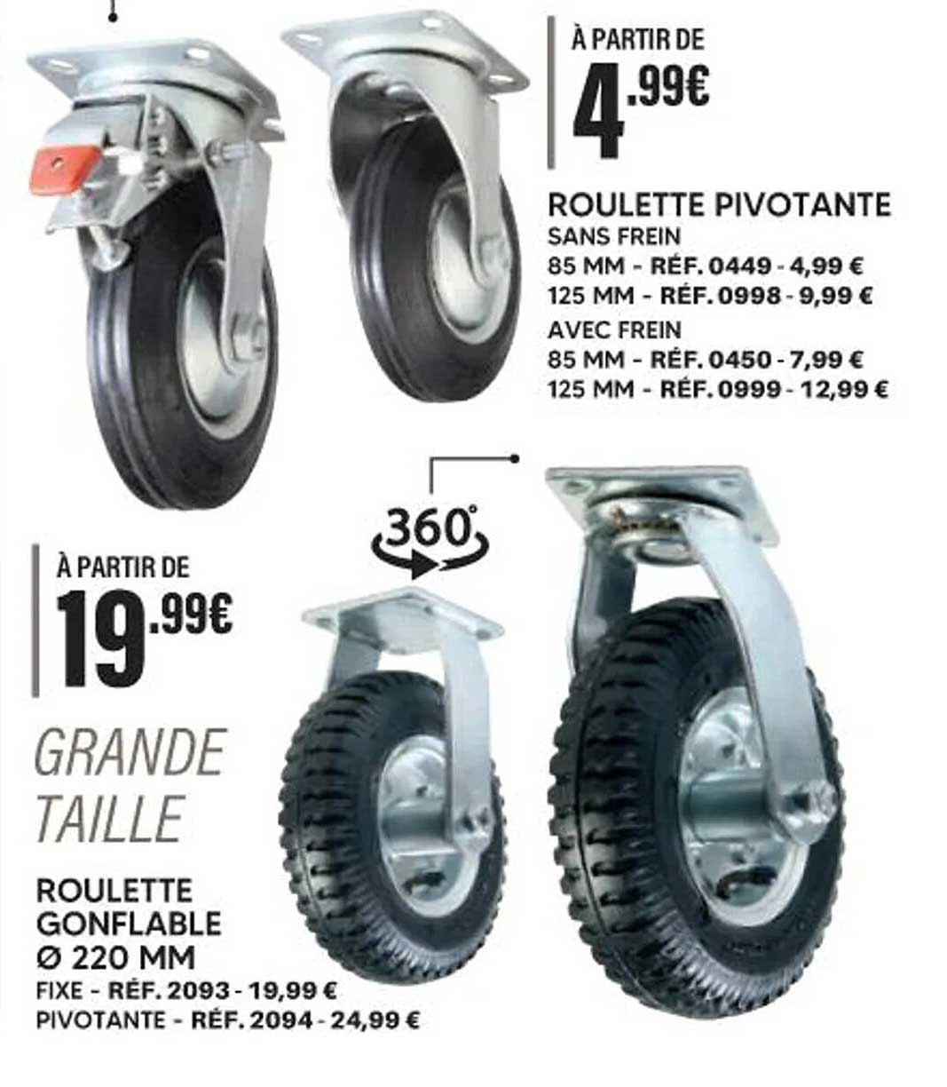 ROULETTE PIVOTANTE SANS FREIN