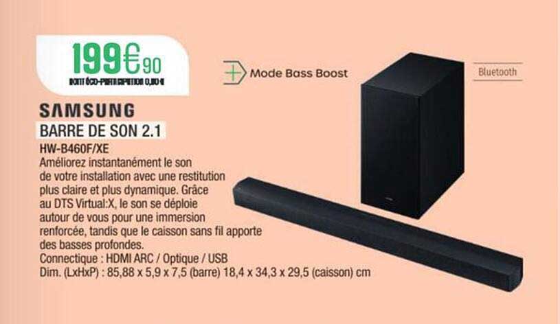 SAMSUNG BARRE DE SON 2.1 HW-B460F/XE