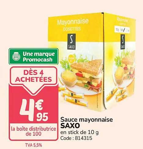 Sauce mayonnaise SAXO en stick de 10 g
