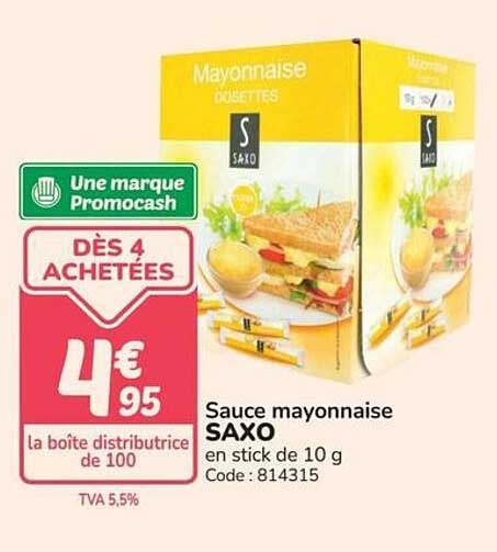 Sauce mayonnaise SAXO en stick de 10 g