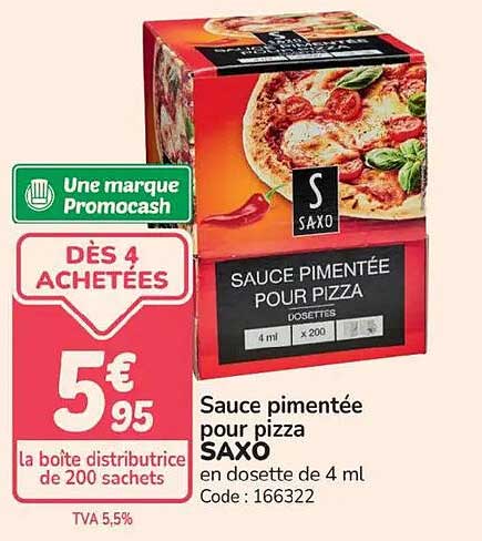 Sauce pimentée pour pizza SAXO en dosette de 4 ml