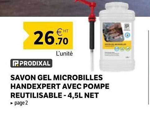 SAVON GEL MICROBILLES HANDEXPERT AVEC POMPE REUTILISABLE - 4,5L NET