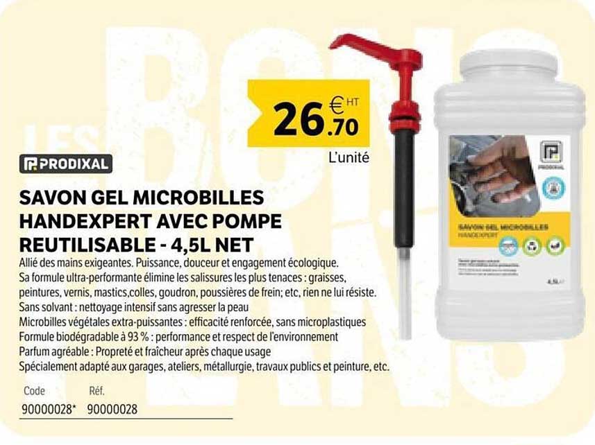 SAVON GEL MICROBILLES HANDEXPERT AVEC POMPE REUTILISABLE - 4,5L NET