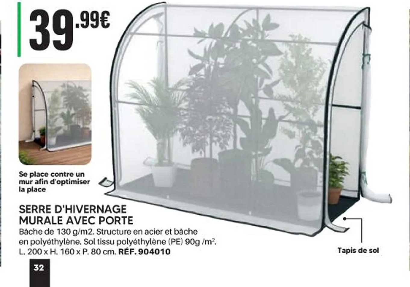 SERRE D'HIVERNAGE MURALE AVEC PORTE