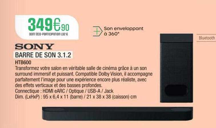 SONY BARRE DE SON 3.1.2 HTB600