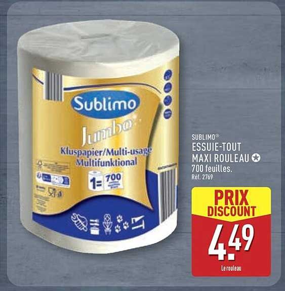 SUBLIMO® ESSUIE-TOUT MAXI ROULEAU 700 feuilles. Réf. 2769