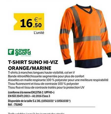 T-SHIRT SUNO HI-VIZ ORANGE/MARINE