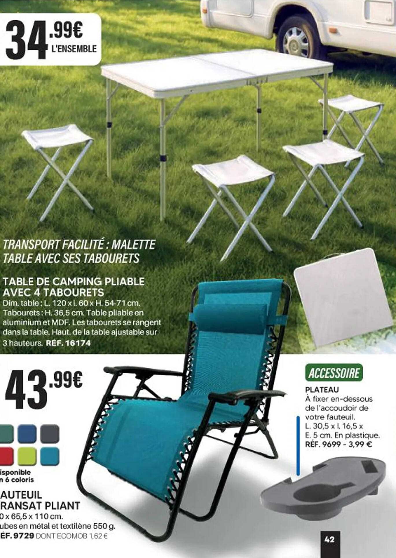 TABLE DE CAMPING PLIABLE AVEC 4 TABOURETS