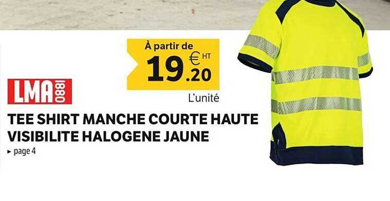TEE SHIRT MANCHE COURTE HAUTE VISIBILITE HALOGENE JAUNE
