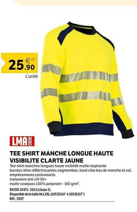 TEE SHIRT MANCHE LONGUE HAUTE VISIBILITE CARTE JAUNE