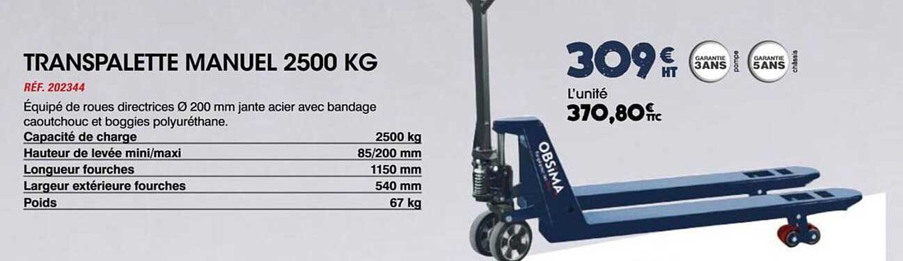 TRANSPALETTE MANUEL 2500 KG