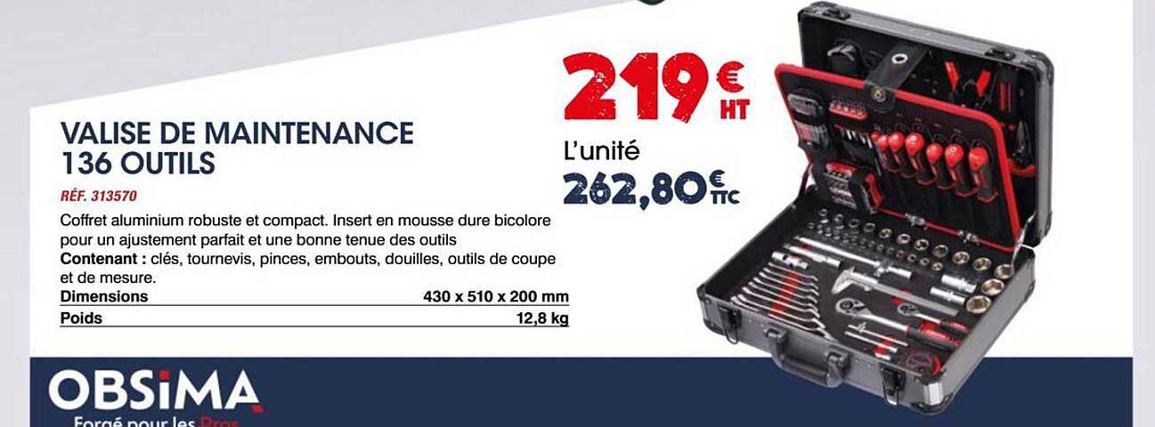 VALISE DE MAINTENANCE 136 OUTILS