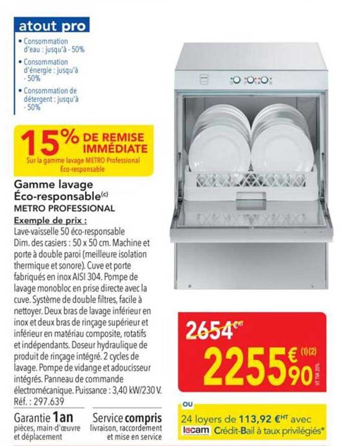 15% de remise immédiate sur la gamme lavage METRO Professional Éco-responsable