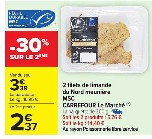 2 filets de limande du Nord meunière MSC