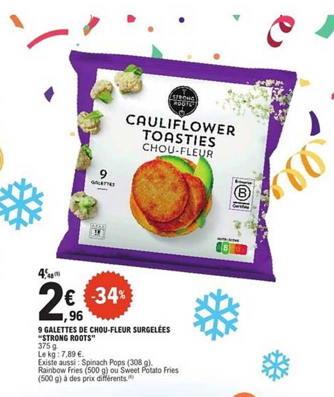 9 GALETTES DE CHOU-FLEUR SURGELÉES "STRONG ROOTS"
