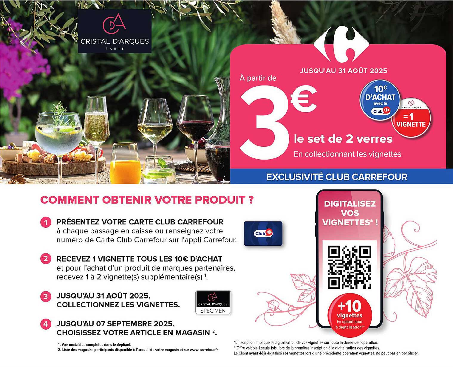 À partir de 3 € le set de 2 verres en collectionnant les vignettes