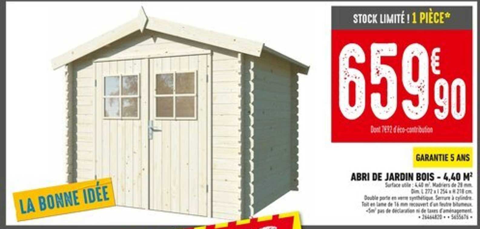 ABRI DE JARDIN BOIS - 4,40 M²
