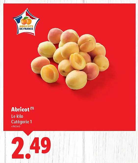 Abricot (1) Le kilo Catégorie 1