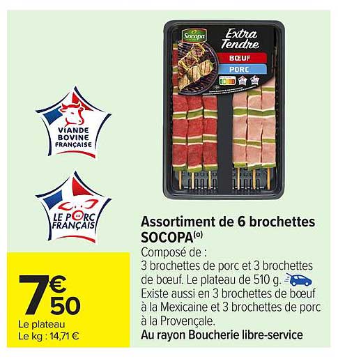Assortiment de 6 brochettes SOCOPA
