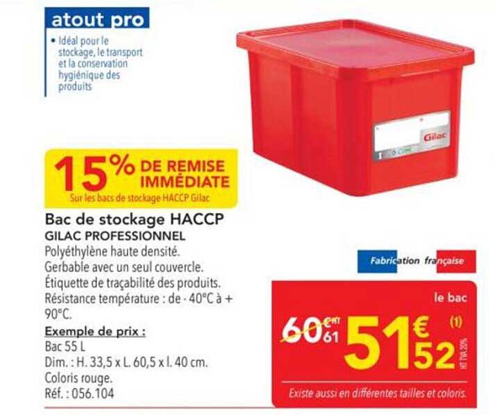 Bac de stockage HACCP GILAC PROFESSIONNEL