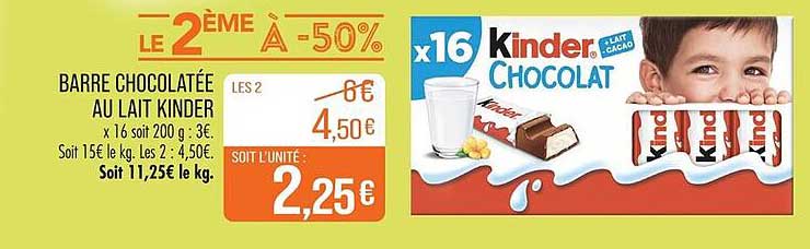 BARRE CHOCOLATÉE AU LAIT KINDER