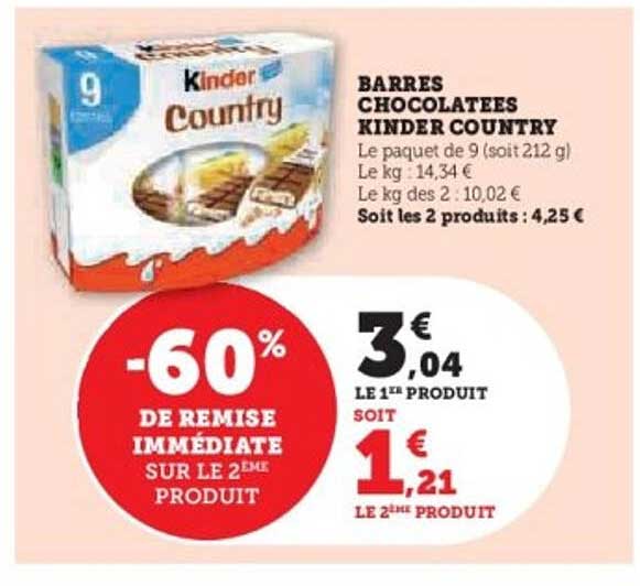 BARRES CHOCOLATEES KINDER COUNTRY
