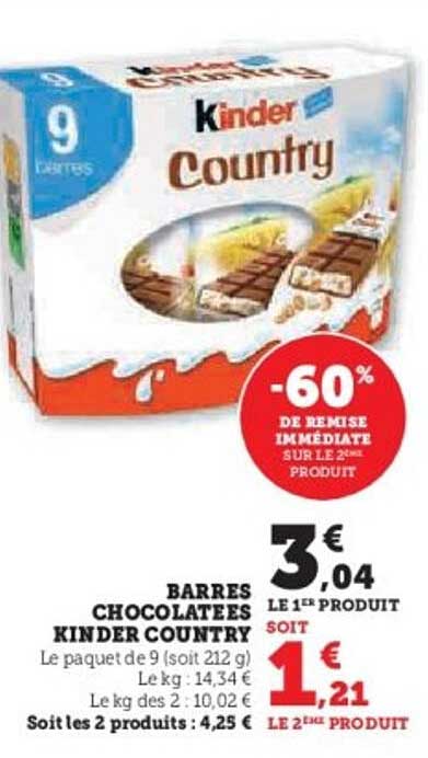 BARRES CHOCOLATEES KINDER COUNTRY