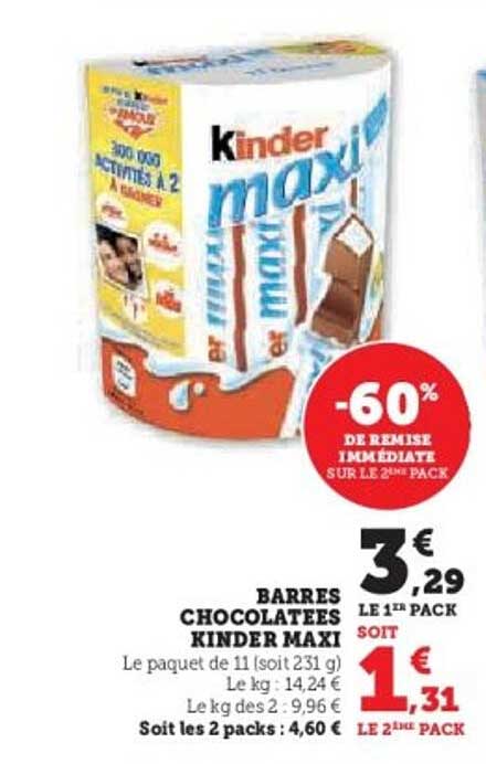 BARRES CHOCOLATEES KINDER MAXI
