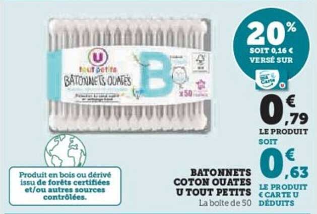 BATONNETS COTON OUATES U TOUT PETITS