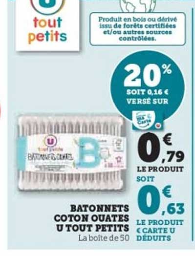 BATONNETS COTON OUATES U TOUT PETITS