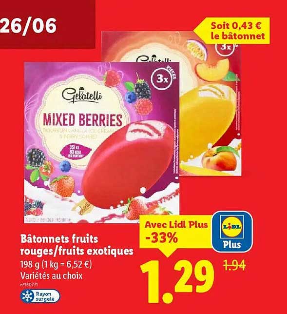 Bâtonnets fruits rouges/fruits exotiques