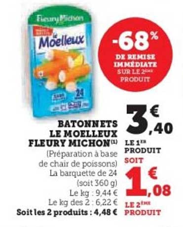 Bâtonnets Le Moelleux Fleury Michon