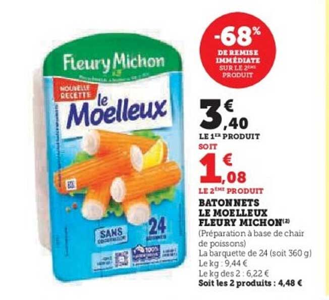 Bâtonnets Le Moelleux Fleury Michon