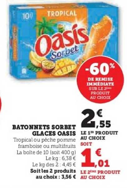 BATONNETS SORBET GLACES OASIS