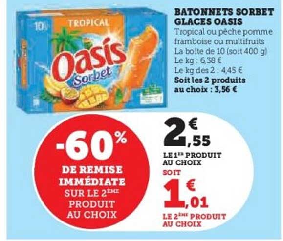 BATONNETS SORBET GLACES OASIS