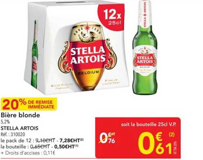 Bière blonde 5,2% STELLA ARTOIS