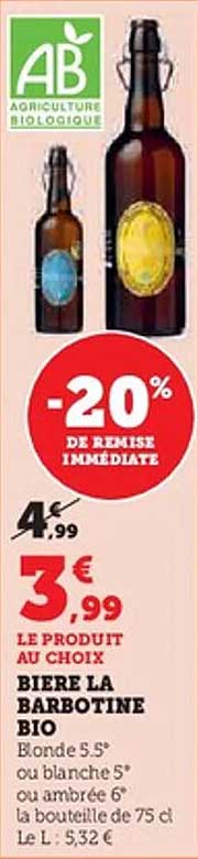 BIERE LA BARBOTINE BIO