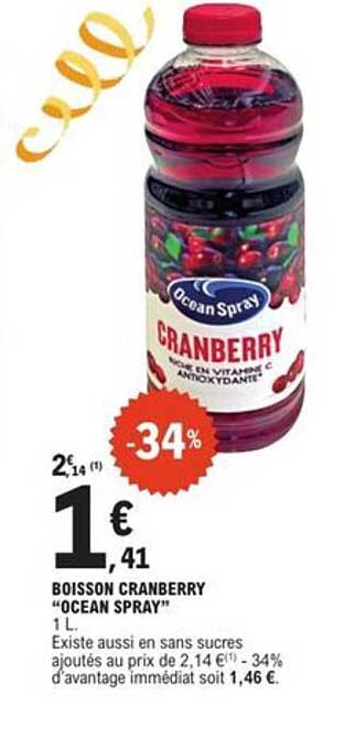 BOISSON CRANBERRY “OCEAN SPRAY” 1 L