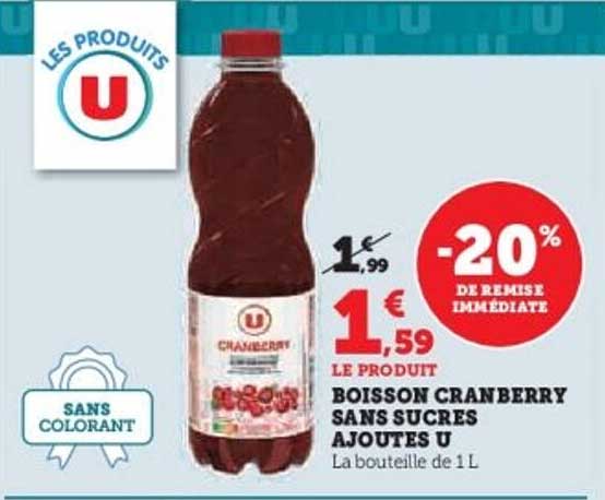 BOISSON CRANBERRY SANS SUCRES AJOUTÉS U