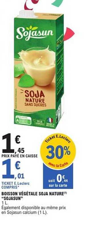 BOISSON VÉGÉTALE SOJA NATURE - "SOJASUN"
