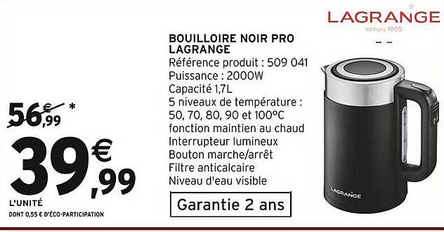 BOUILLOIRE NOIR PRO LAGRANGE