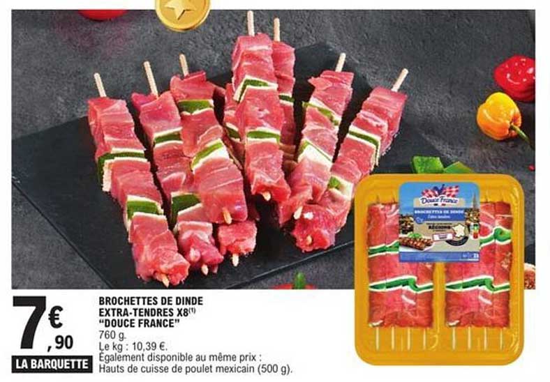 BROCHETTES DE DINDE EXTRA-TENDRES X8 "DOUCE FRANCE"