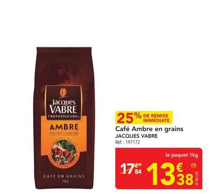 Café Ambre en grains JACQUES VABRE