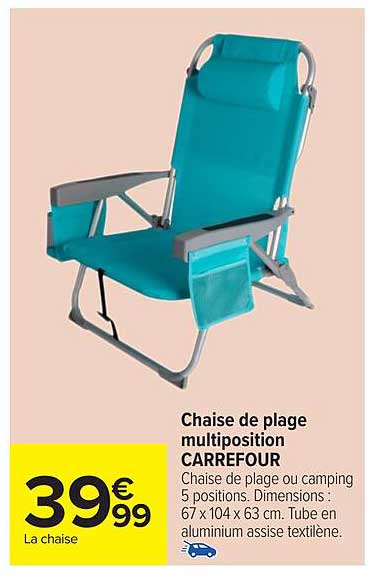 Chaise de plage multiposition CARREFOUR