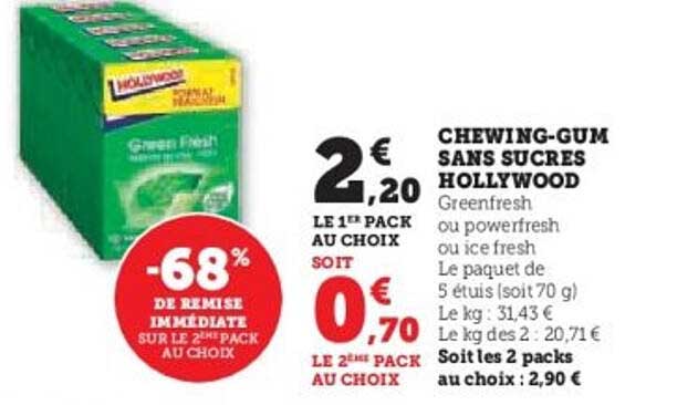 CHEWING-GUM SANS SUCRES HOLLYWOOD