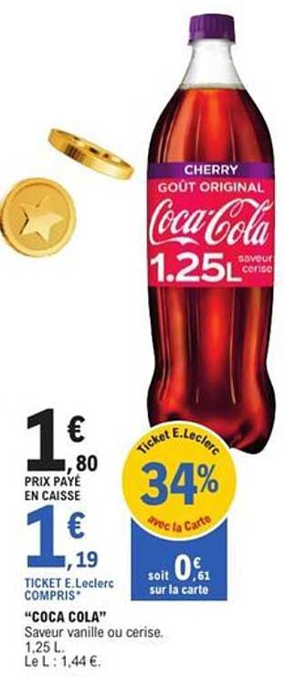 Coca-Cola Cherry 1.25L - 34% de réduction